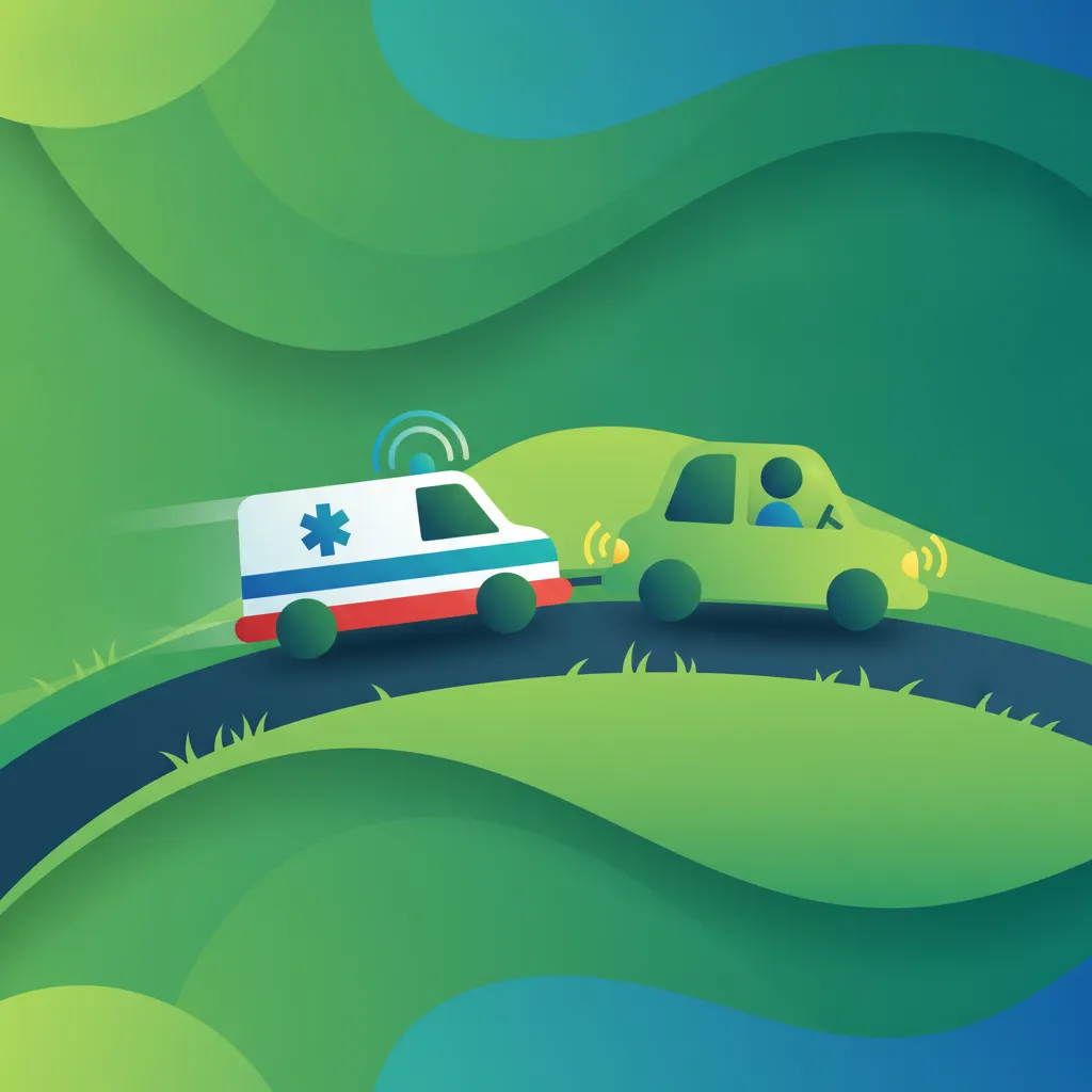 Illustration for the driving theory topic Emergency Vehicles for learners in Austria