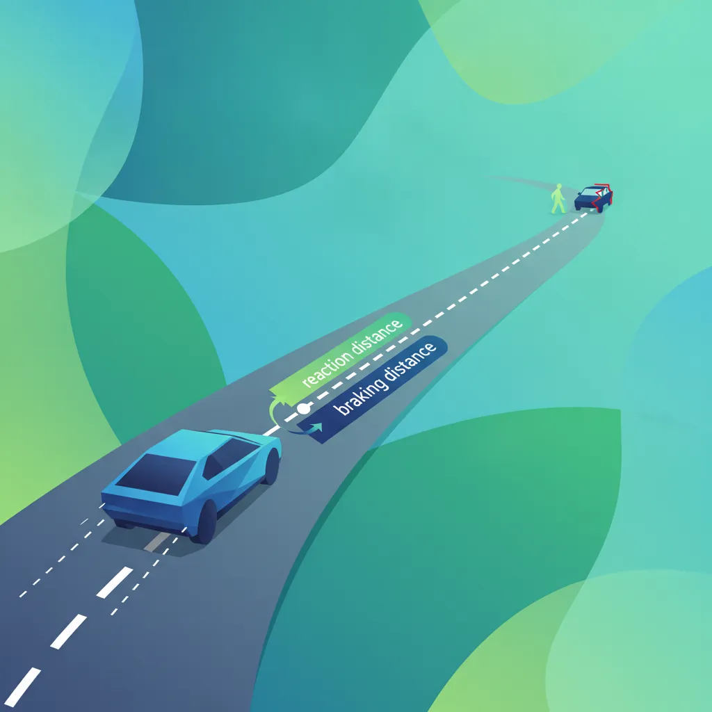 Illustration zum Thema Fahrtheorie Geschwindigkeit & Anhalteweg für Lernende in Österreich