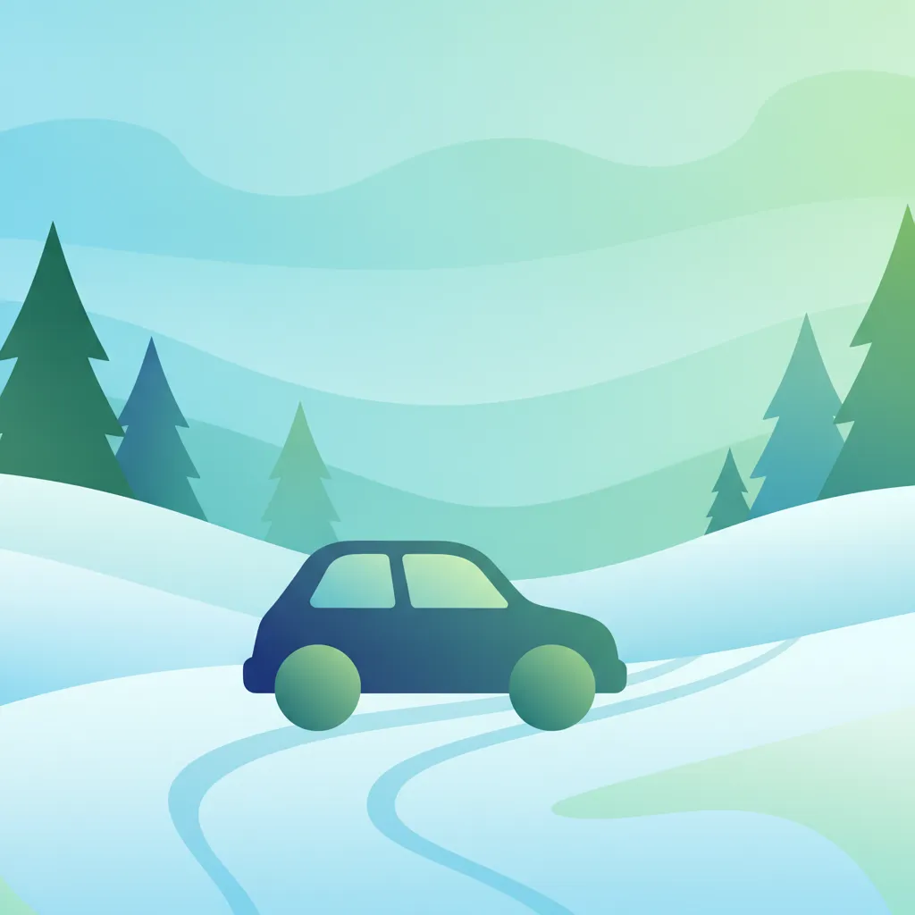 Illustration for the driving theory topic Driving in Snow & Ice for learners in Austria