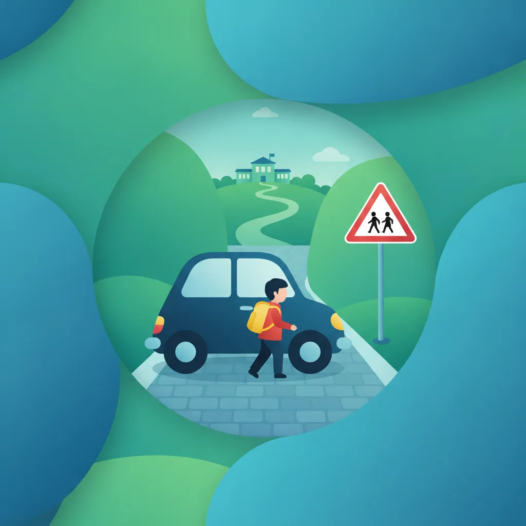 Illustration zum Thema Fahrtheorie Österreichische Schulzonen für Lernende in Österreich
