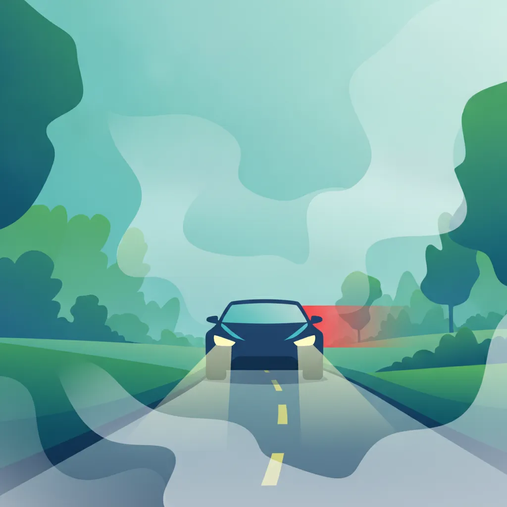 Illustratie voor het theorieonderwerp Mist Rijregels voor leerlingen in België