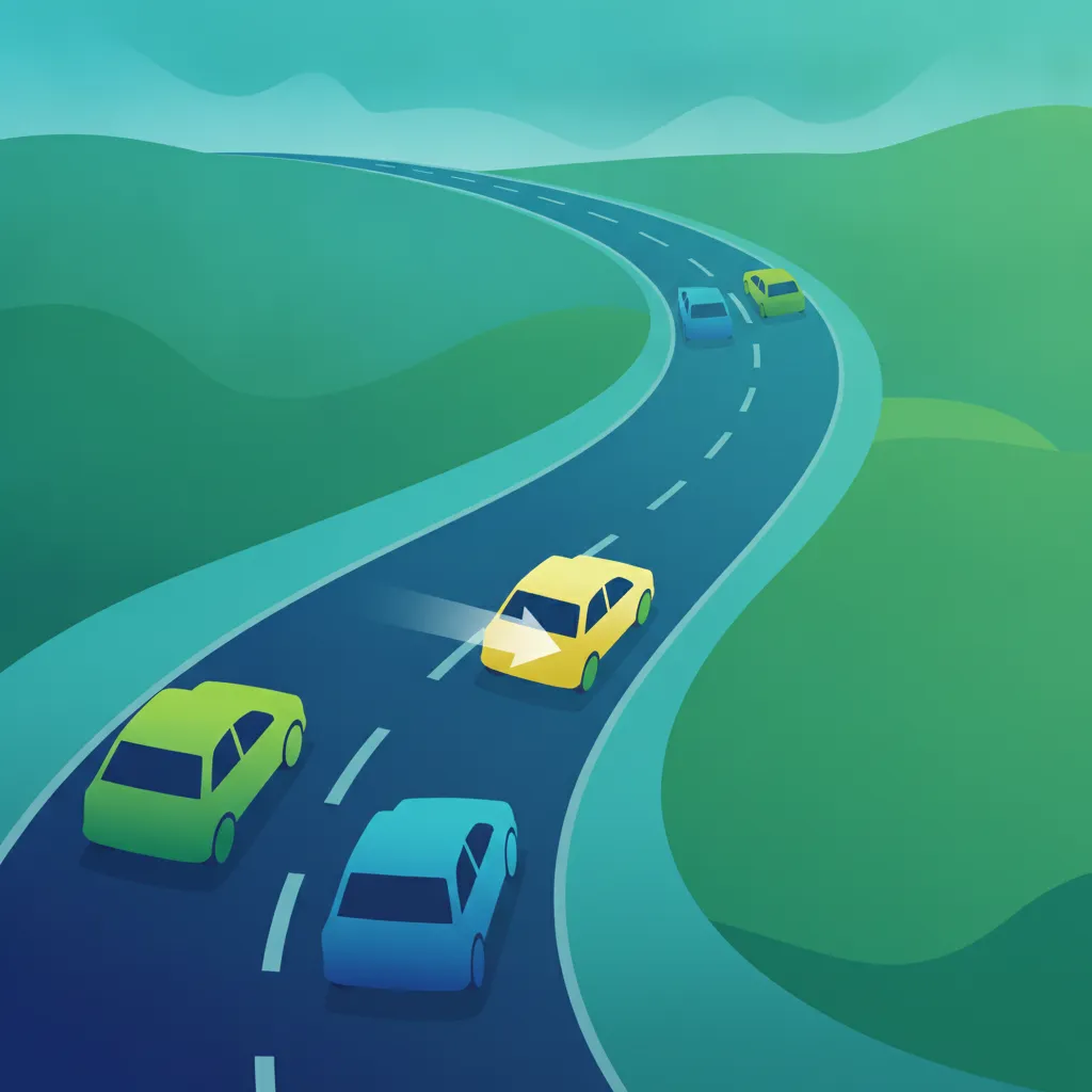 Illustration for the driving theory topic Merging Traffic for learners in Belgium