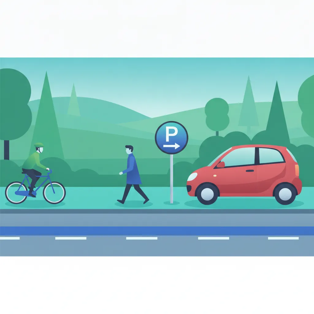 Illustration for the driving theory topic Parking Safety for learners in Switzerland