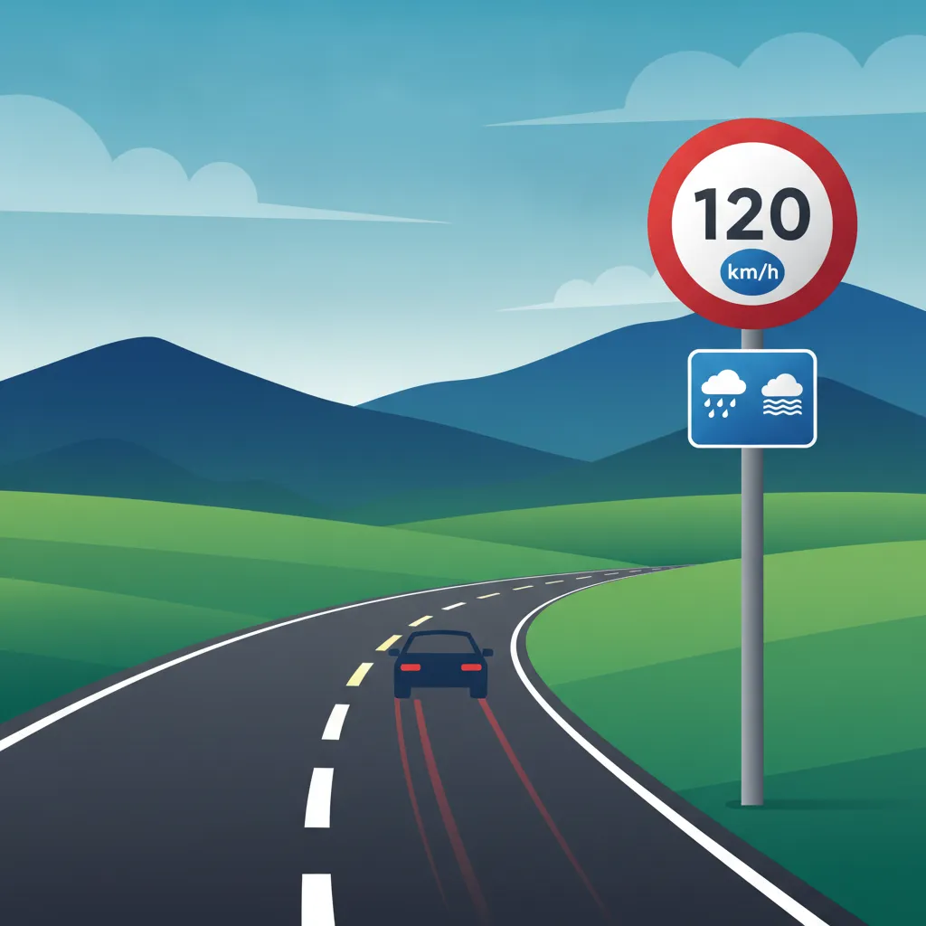 Illustration for the driving theory topic Swiss Speed Limits for learners in Switzerland