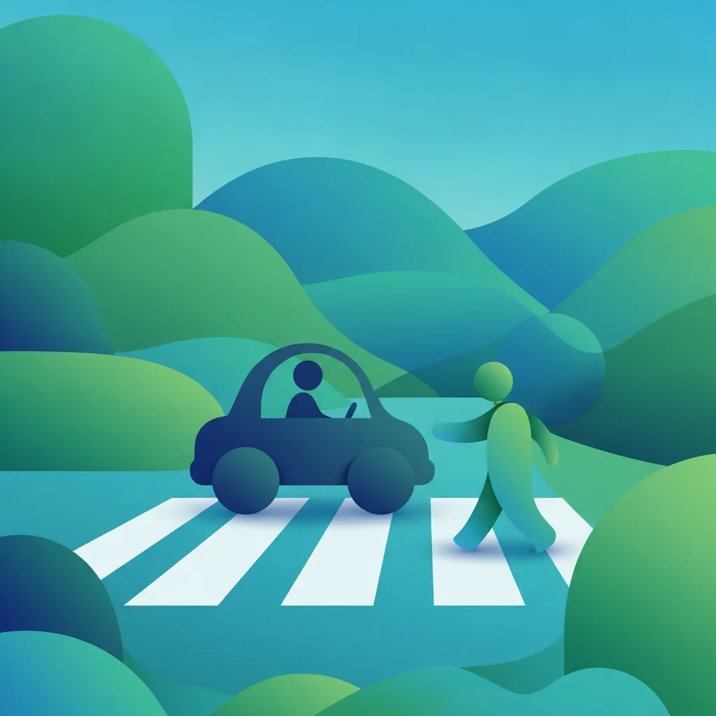 Illustration for the driving theory topic Pedestrian Crossings for learners in Switzerland