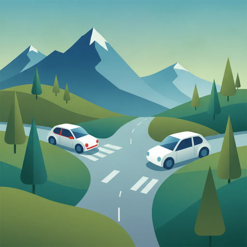 Illustration for the driving theory topic Uncontrolled Intersection Priority for learners in Switzerland