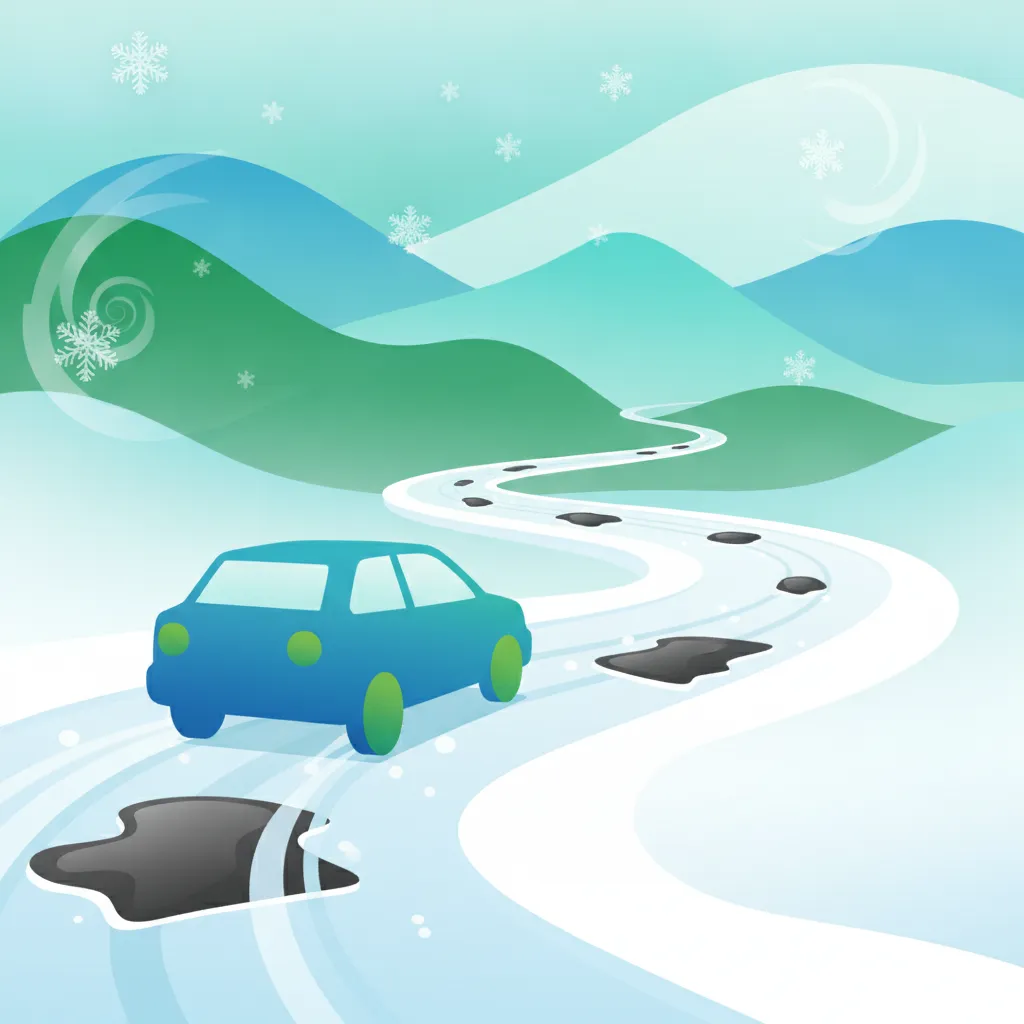 Illustration for the driving theory topic Snow & Ice Driving for learners in Switzerland