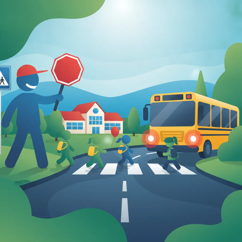 Illustration for the driving theory topic School Zones & Child Safety for learners in Switzerland