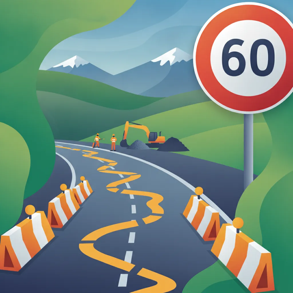 Illustration for the driving theory topic Road Work Zone Rules for learners in Switzerland