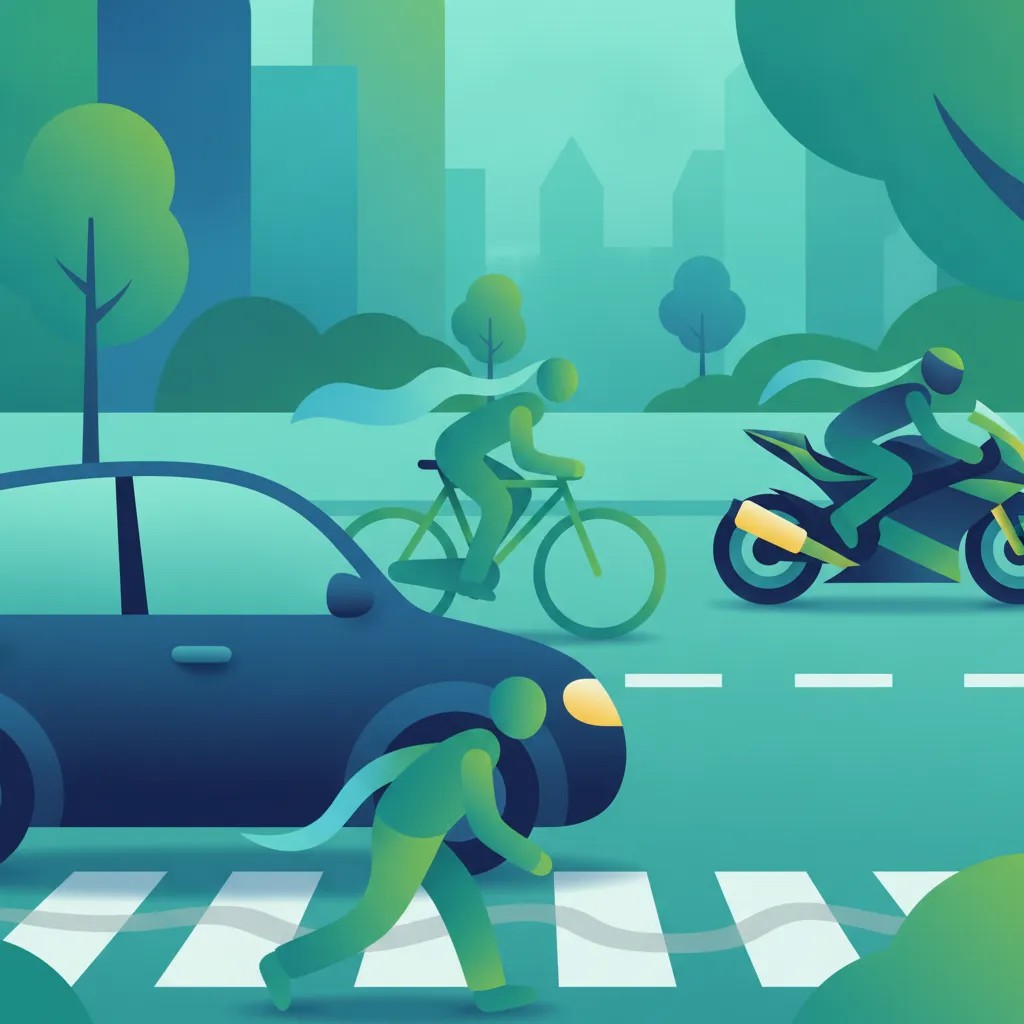 Ilustracja tematu teorii jazdy Bezpieczne współdzielenie drogi dla uczniów w Niemcy