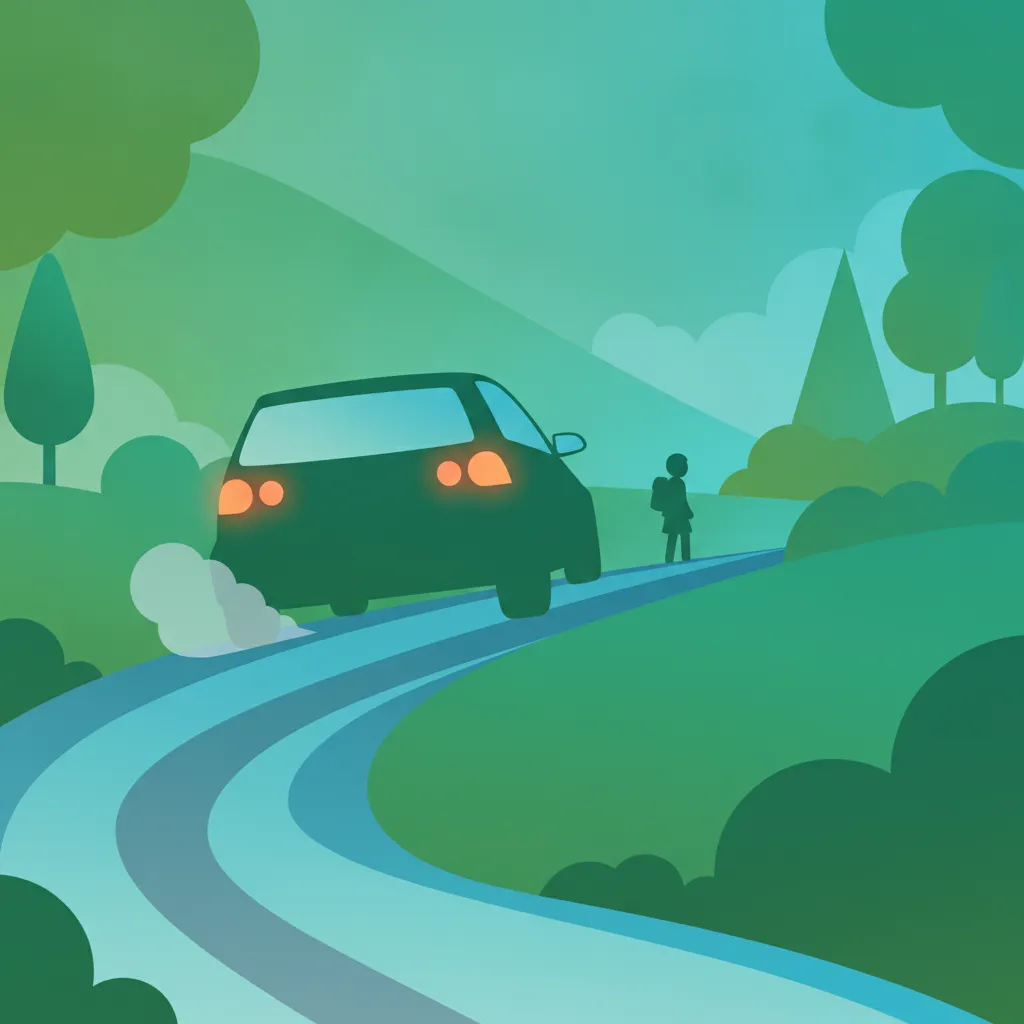 Illustration for the driving theory topic Emergency Braking for learners in Germany