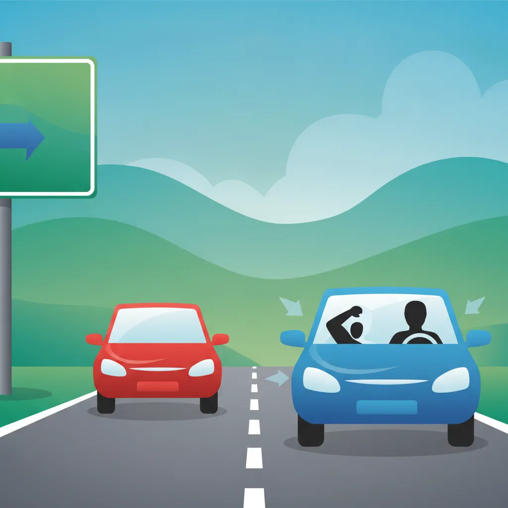 Illustration zum Thema Fahrtheorie Sichere Fahrstreifenwechsel für Lernende in Deutschland