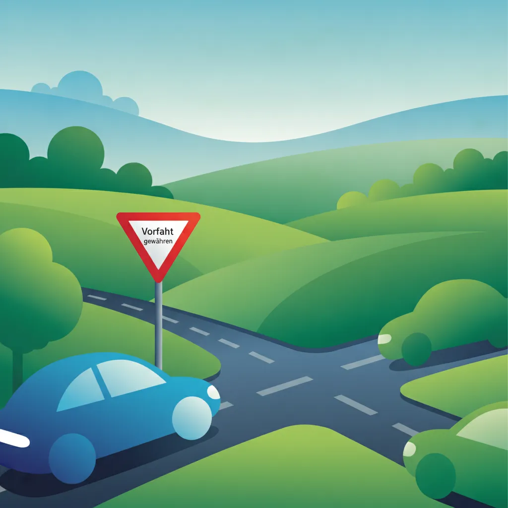 Illustration for the driving theory topic Give Way Rules (Germany) for learners in Germany