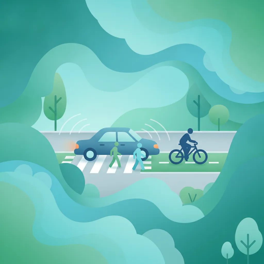 Ilustracja tematu teorii jazdy Bezpieczne Skręcanie dla uczniów w Niemcy