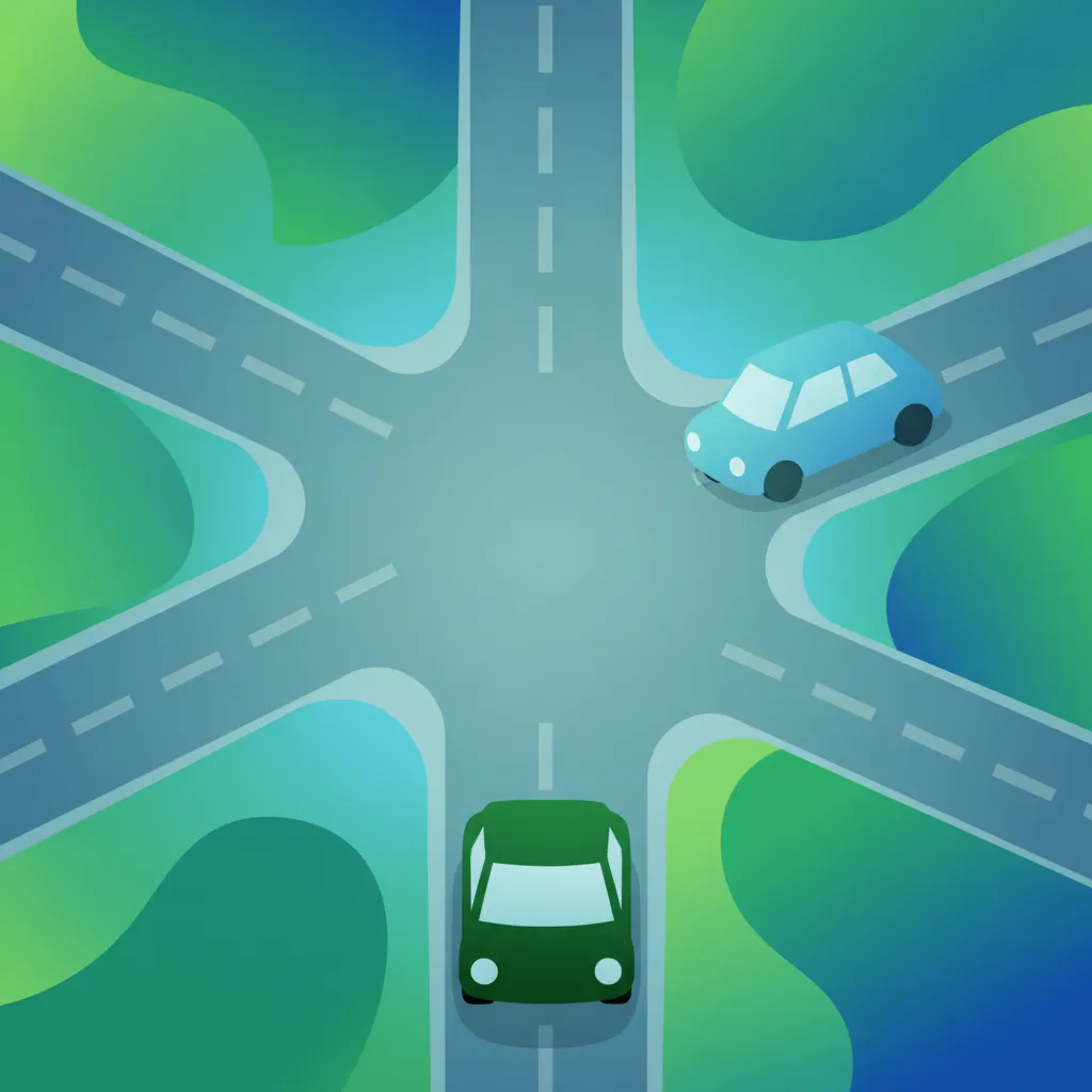 Illustration for the driving theory topic Uncontrolled Intersection Priority for learners in Denmark