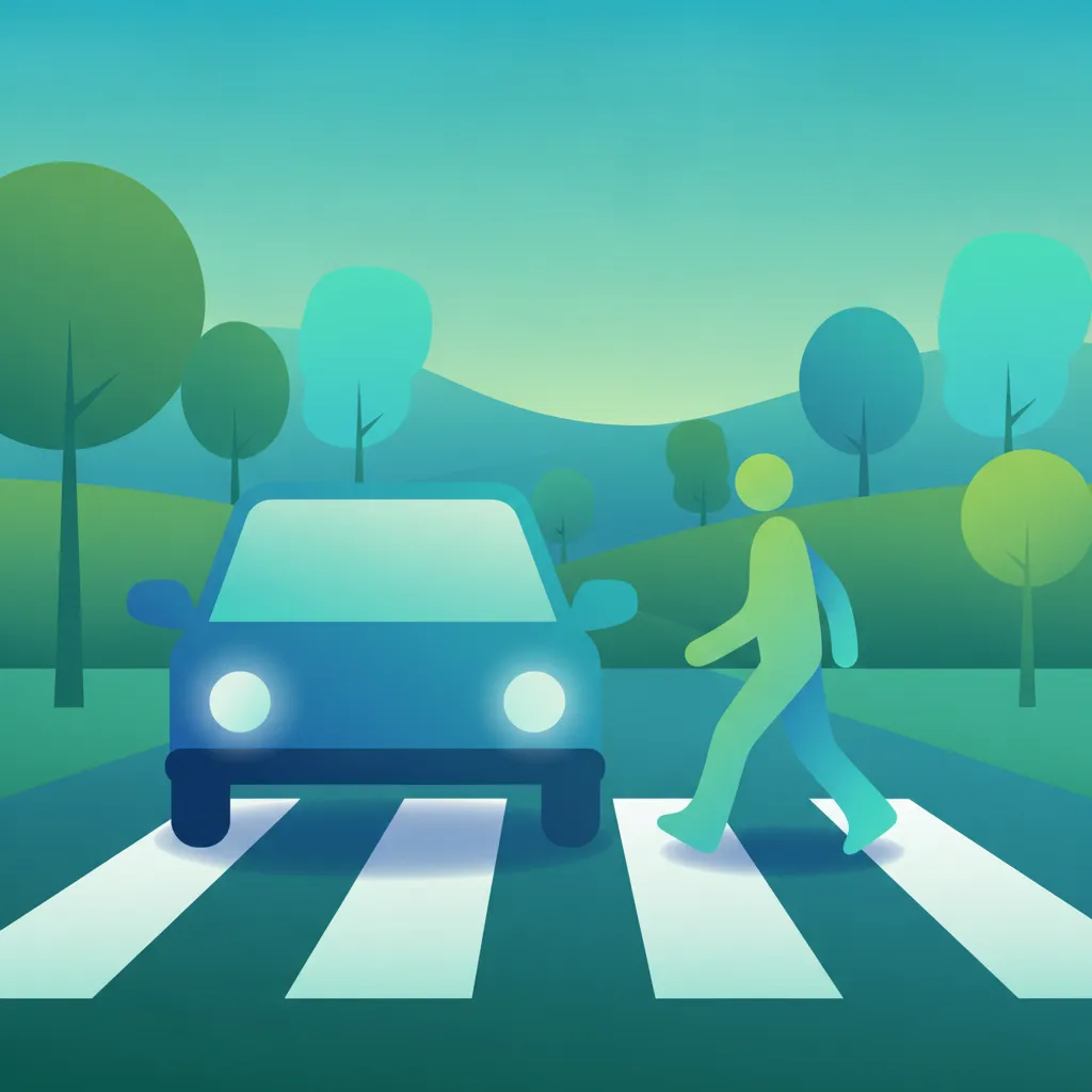 Illustration for the driving theory topic Pedestrian Priority Rules for learners in Denmark