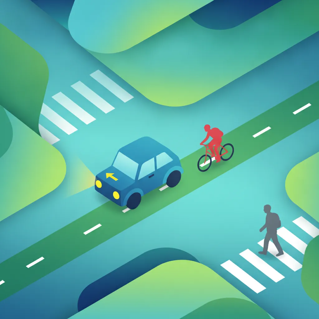 Illustration for the driving theory topic Safe Turning for learners in Denmark