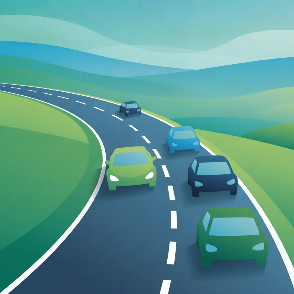 Illustration for the driving theory topic Motorway Lane Use Rules for learners in Denmark