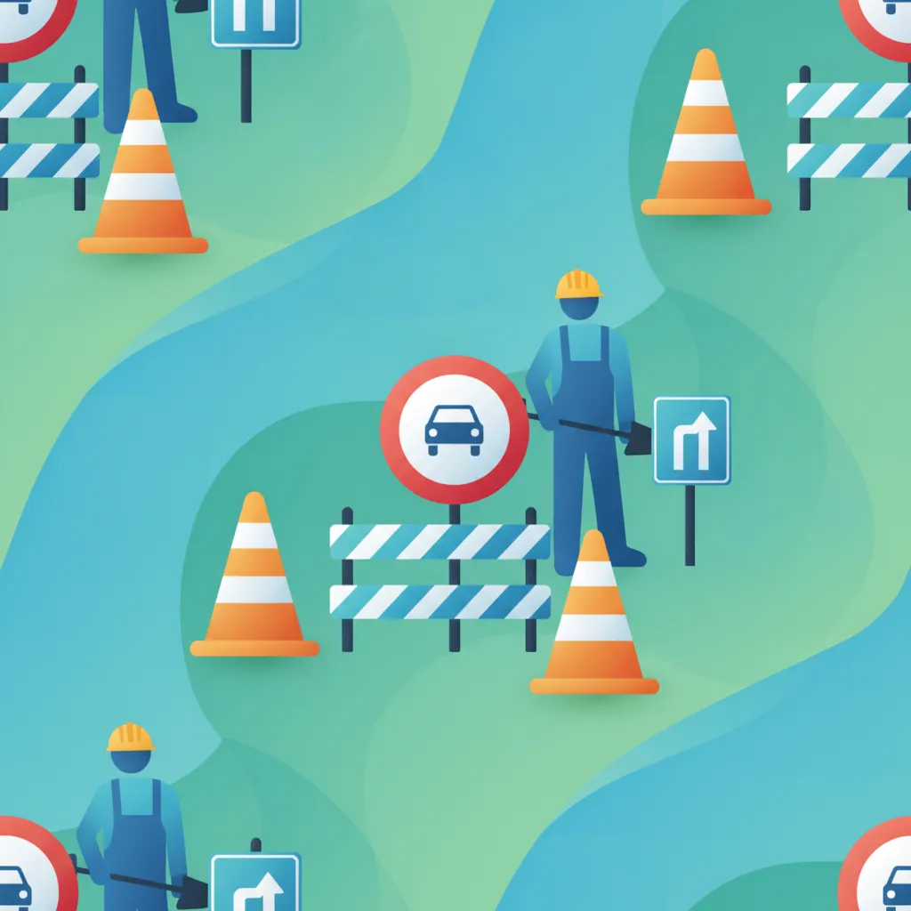 Illustration for the driving theory topic Road Work Zone Rules for learners in Denmark