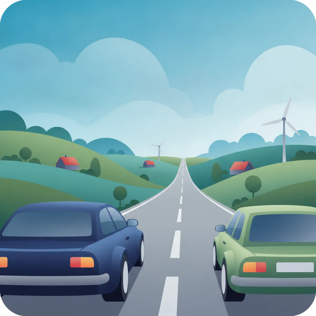 Illustration for the driving theory topic Overtaking Rules Denmark for learners in Denmark