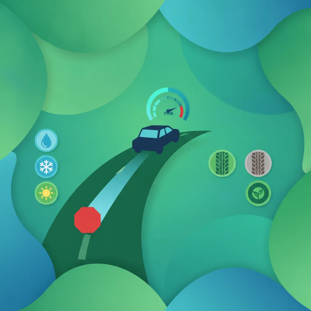 Illustration pour le sujet de théorie du permis Distance de freinage pour les apprenants de Danemark
