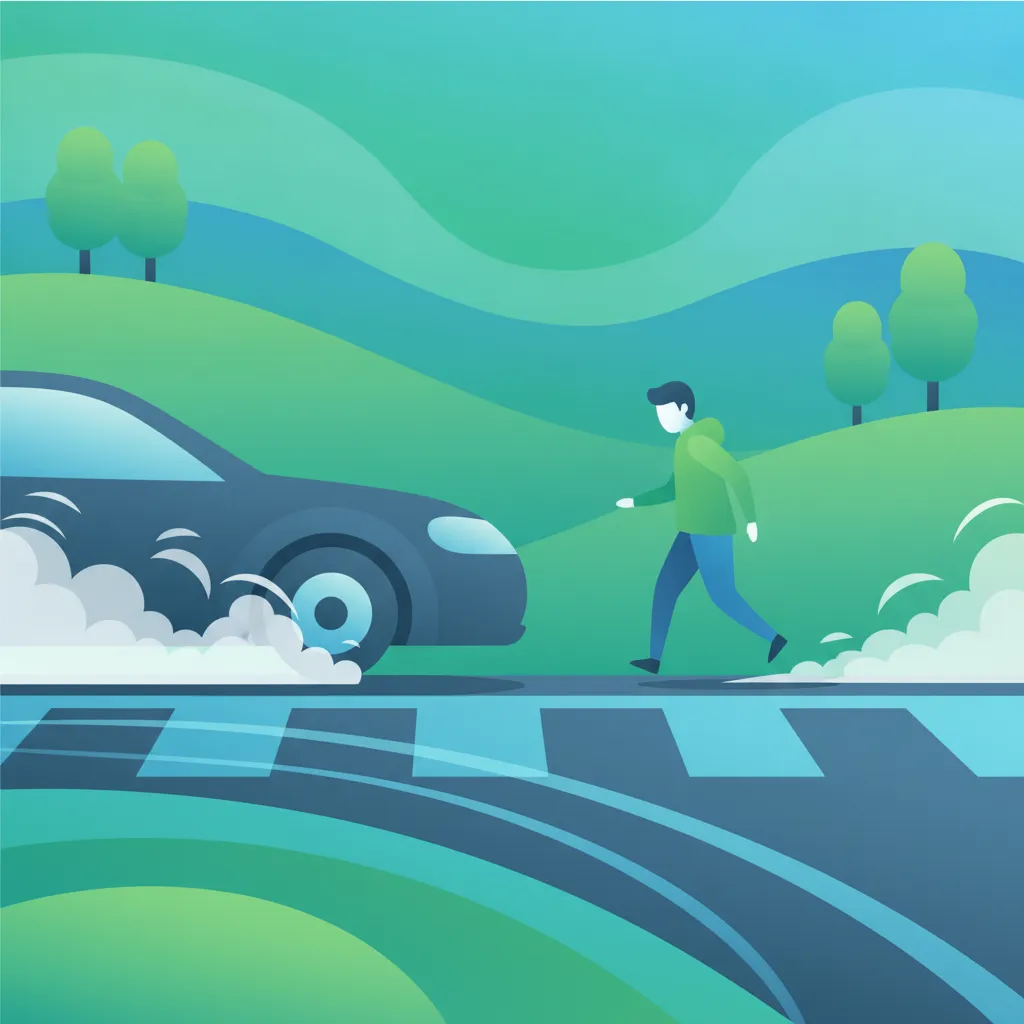 Illustration for the driving theory topic Emergency Braking for learners in Denmark