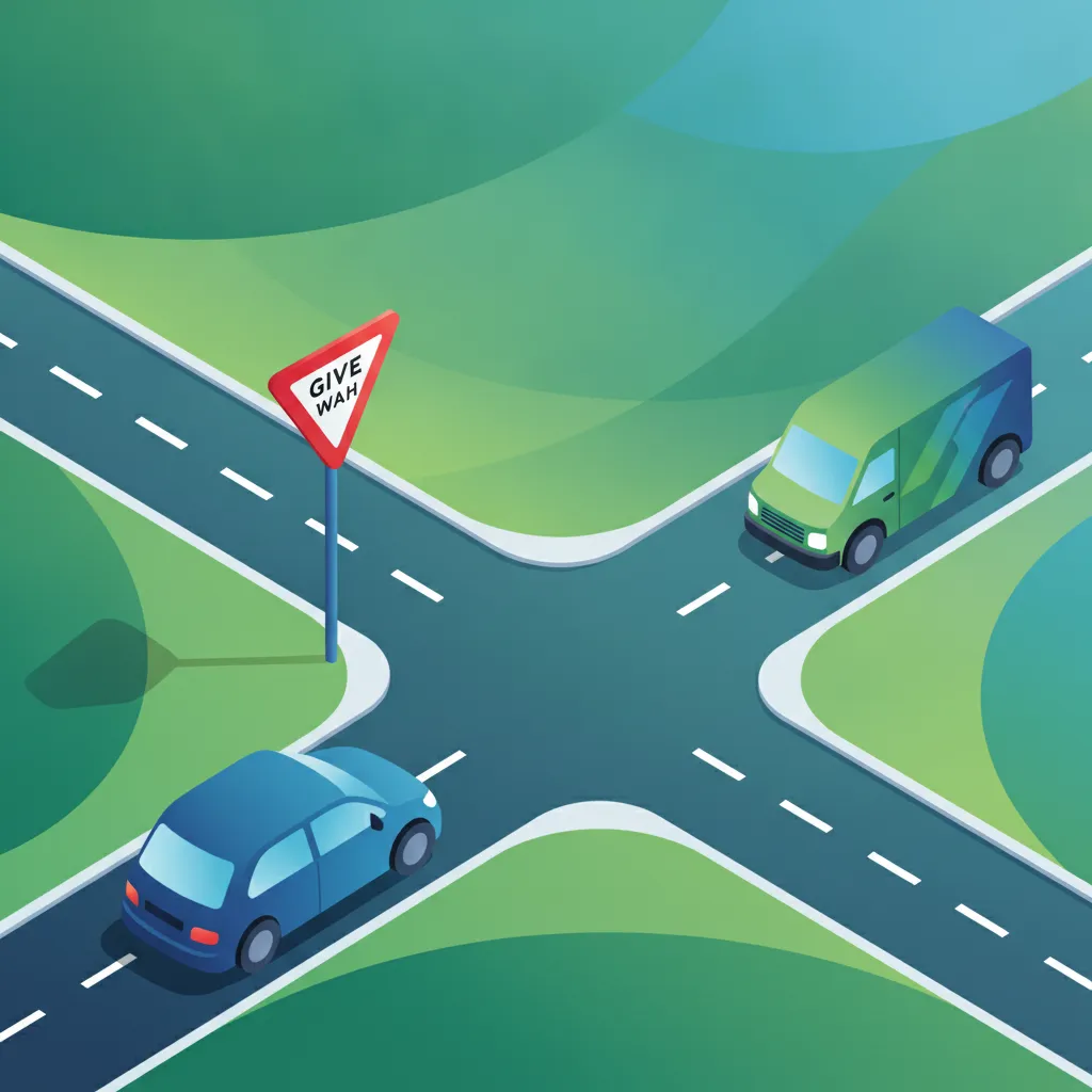 Illustration for the driving theory topic Give Way Sign Rules for learners in Denmark
