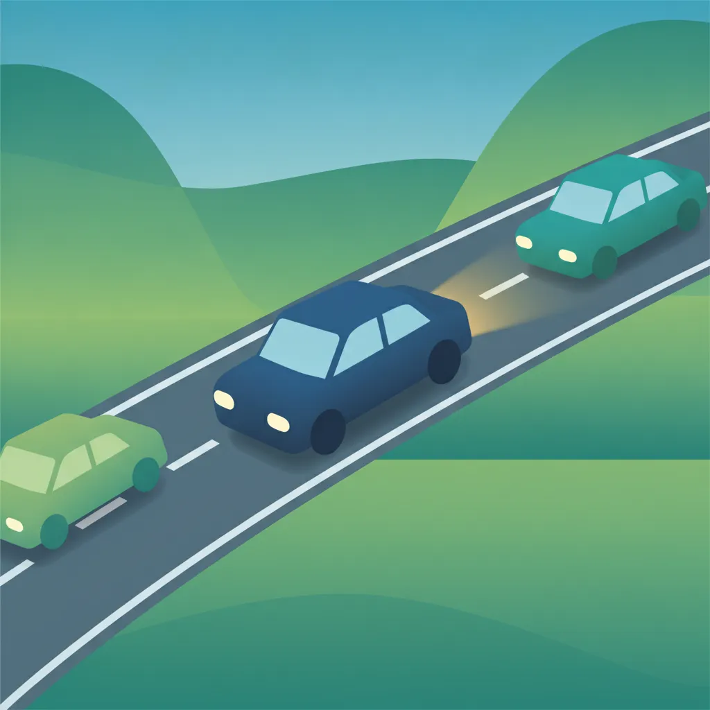 Illustration zum Thema Fahrtheorie Sicheres Spurwechseln für Lernende in Dänemark