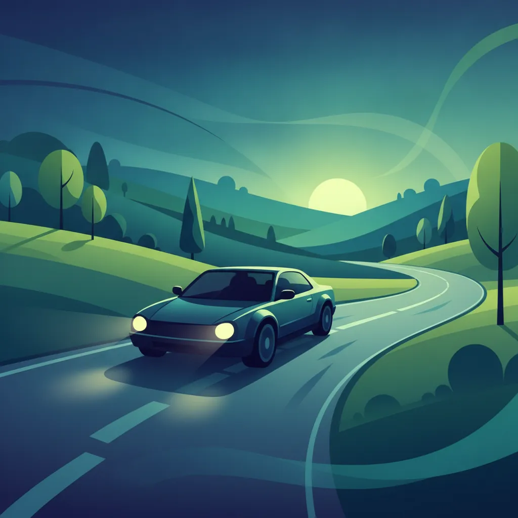 Illustration for the driving theory topic Headlights & Visibility for learners in Denmark