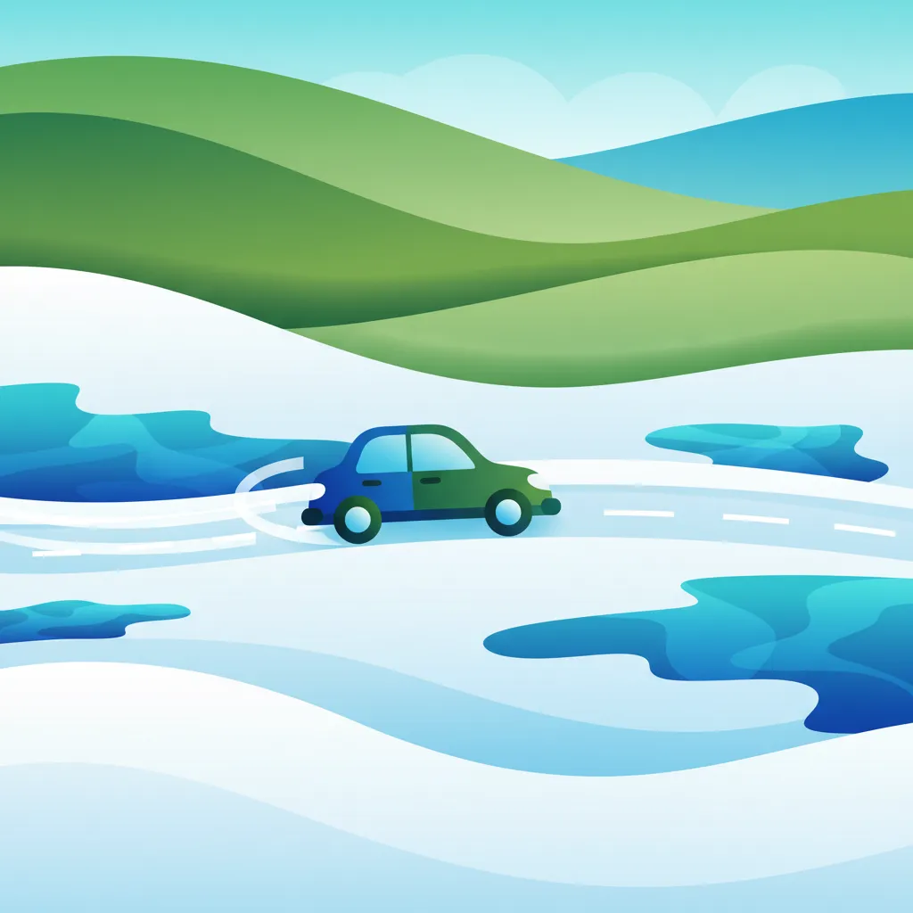 Illustration for the driving theory topic Snow & Ice Driving for learners in Spain