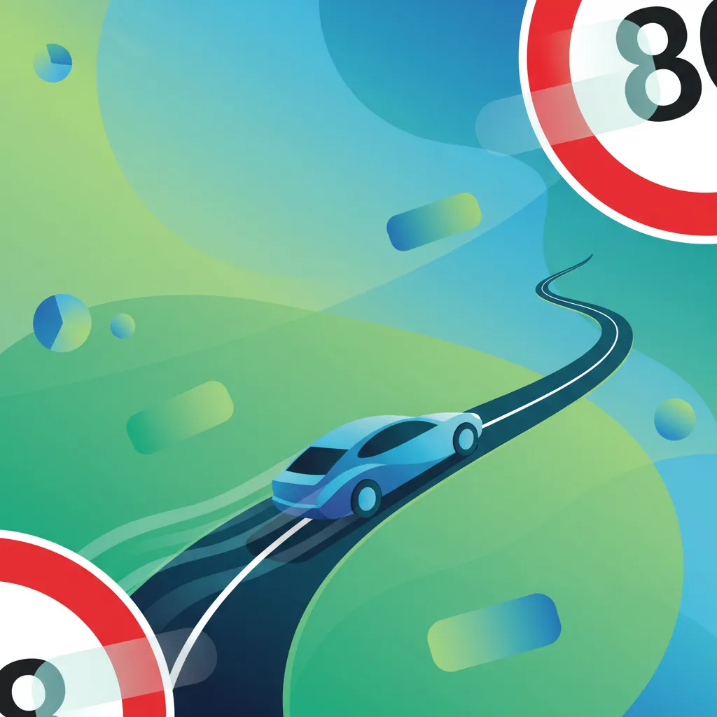 Illustration for the driving theory topic Spanish Speed Limits for learners in Spain
