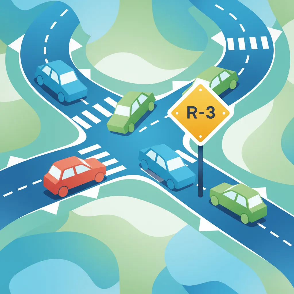 Ilustración del tema de teoría de conducción Normas de Prioridad en Carretera para alumnos de España