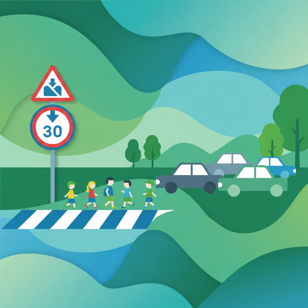 Illustration for the theory topic School Zones Safety Rules