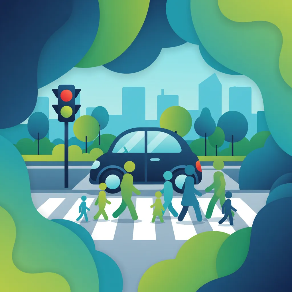 Illustration for the driving theory topic Pedestrian Priority Rules for learners in Spain