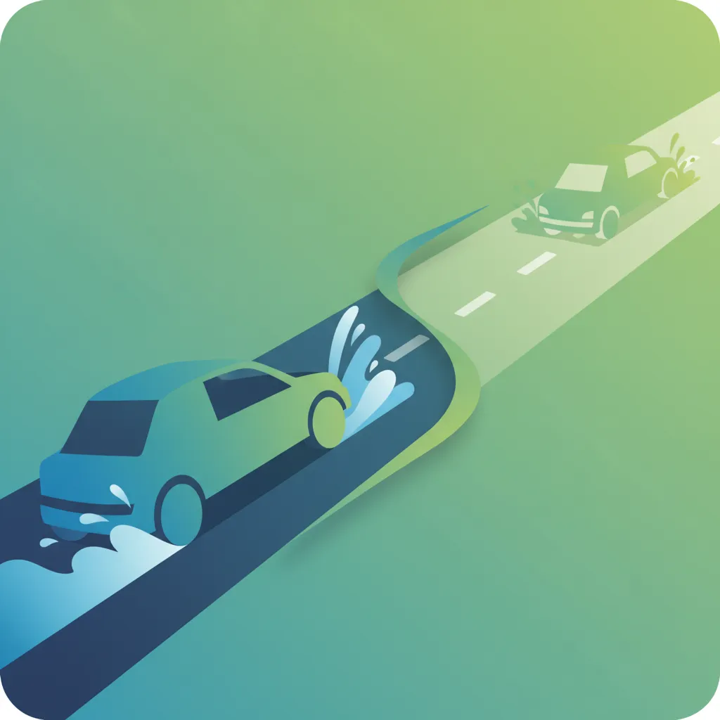 Illustration for the driving theory topic Wet Road Braking for learners in Spain