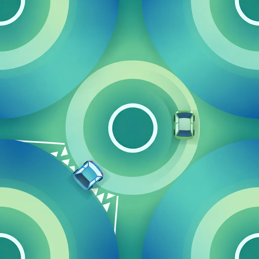 Illustration pour le sujet de théorie du permis Priorité Rond-Point Français pour les apprenants de France
