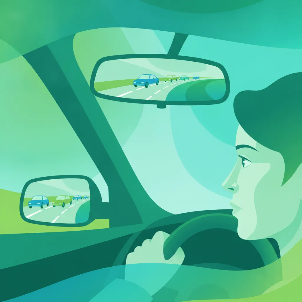 Ilustración del tema de teoría de conducción Comprobaciones de Espejos para alumnos de Francia