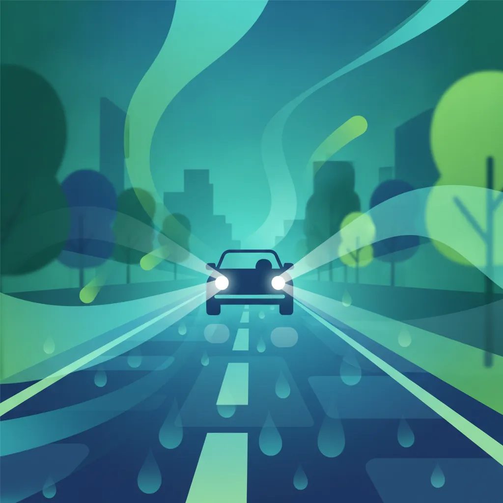Illustration pour le sujet de théorie du permis Phares et visibilité pour les apprenants de France