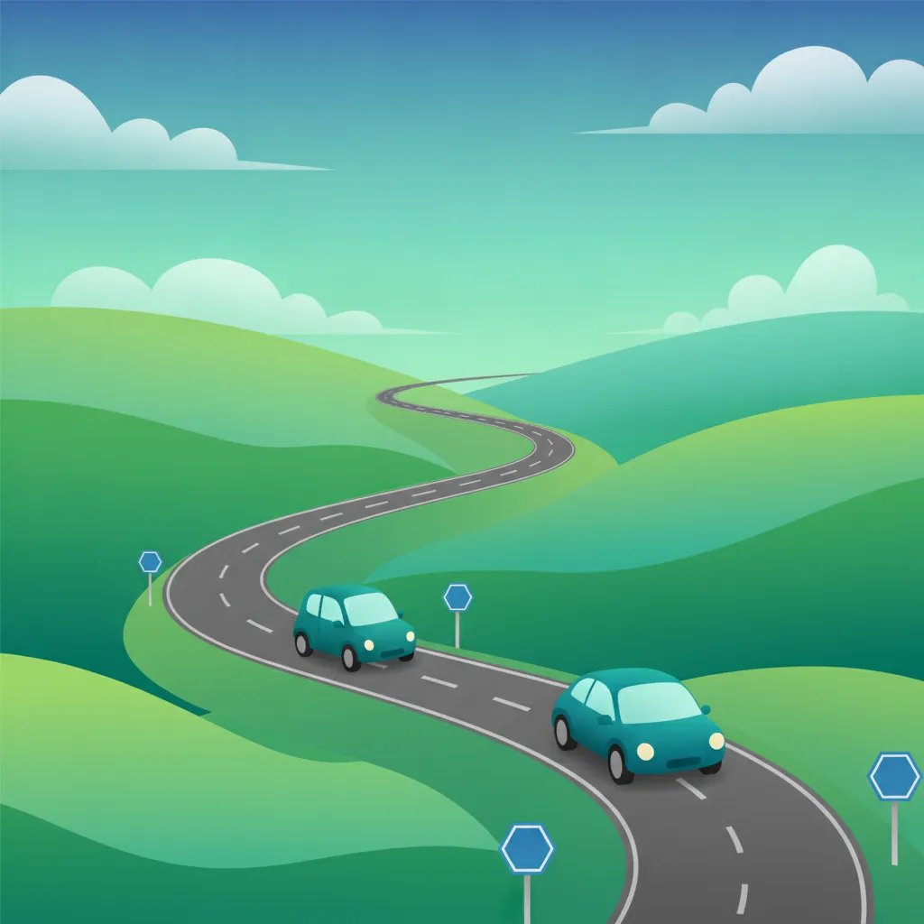 Illustration zum Thema Fahrtheorie Sicherer Abstand für Lernende in Frankreich