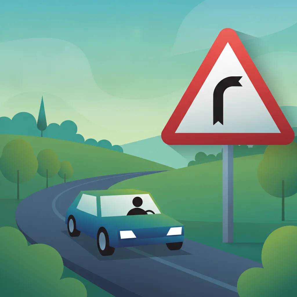 Illustration zum Thema Fahrtheorie Warnschilder für Lernende in Frankreich
