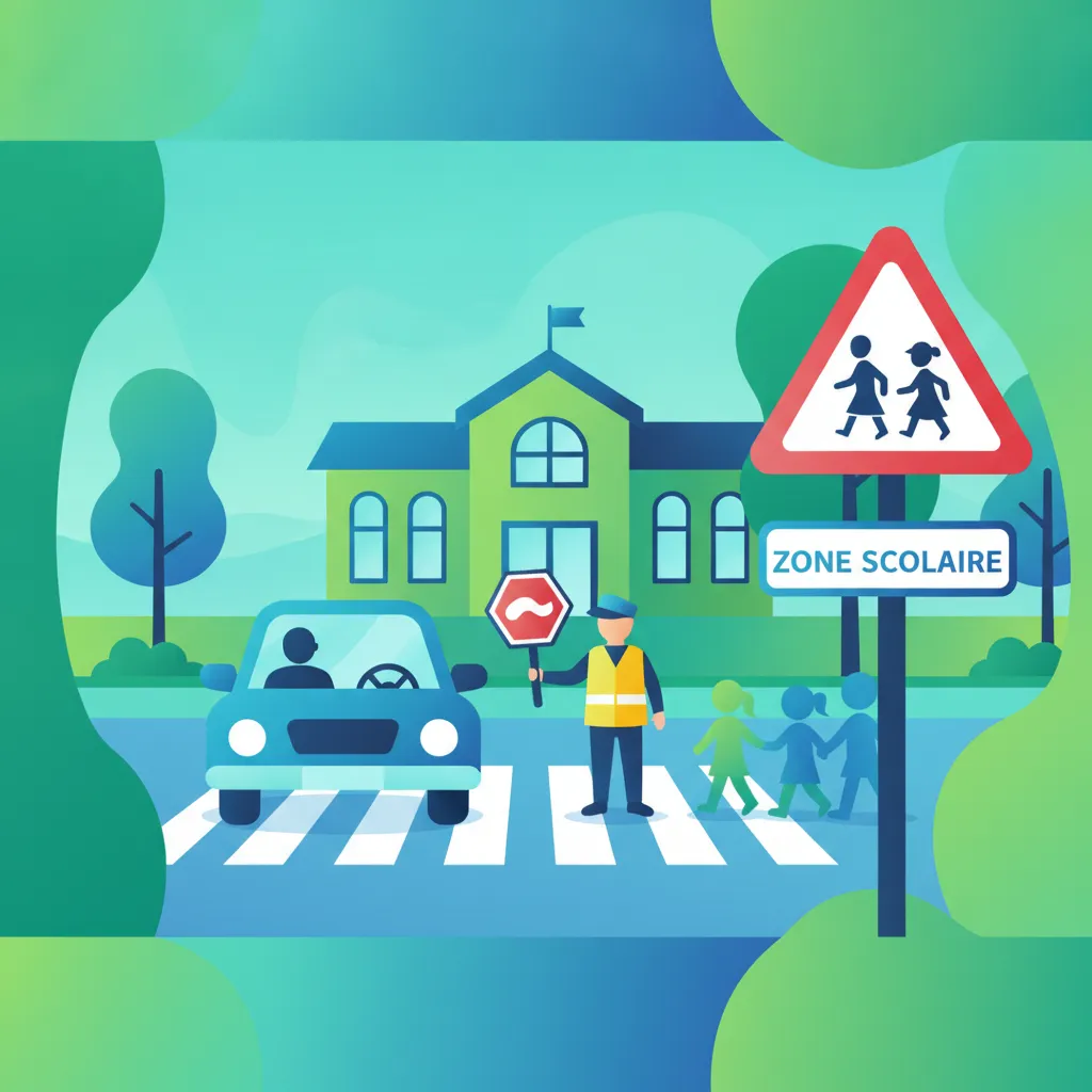 Illustration for the driving theory topic School Zone Safety for learners in France
