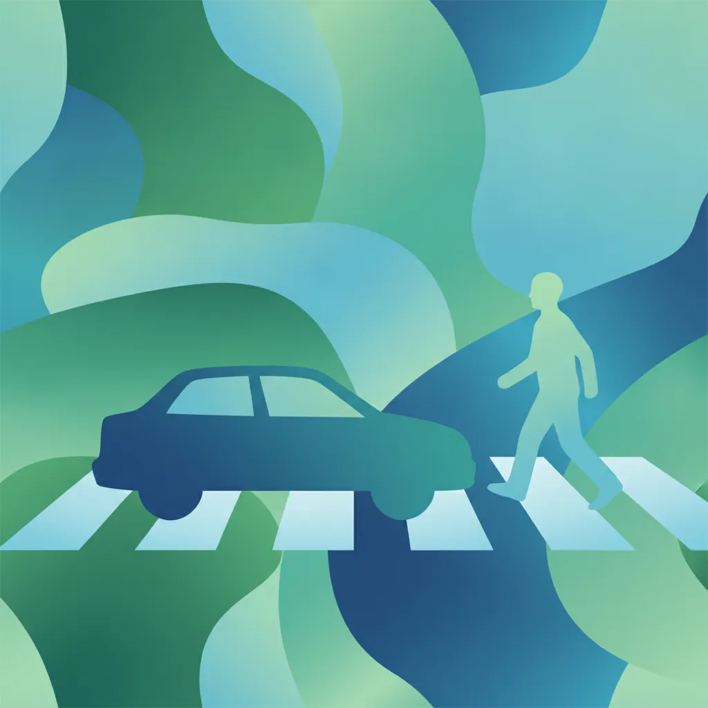 Ilustración del tema de teoría de conducción Normas de pasos de peatones para alumnos de Francia