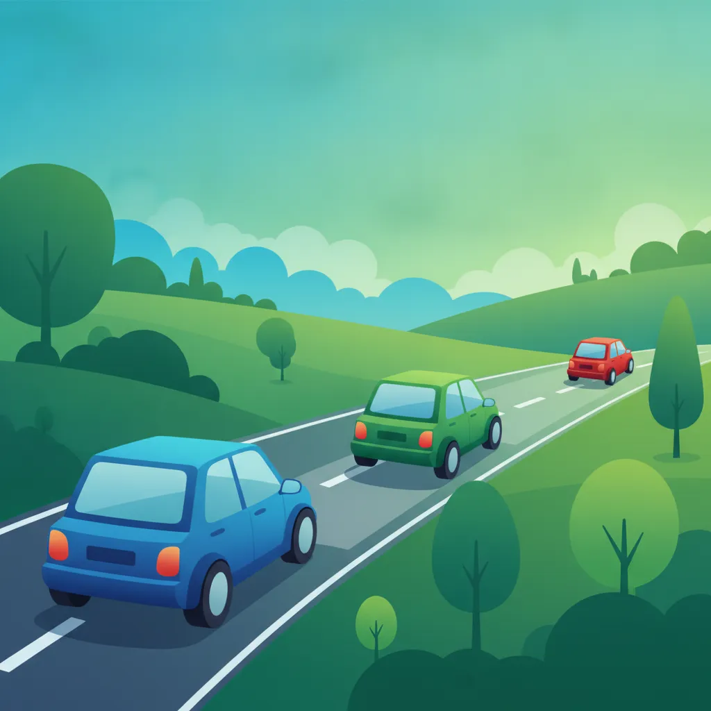 Illustration zum Thema Fahrtheorie Drängeln & Abstand für Lernende in Großbritannien