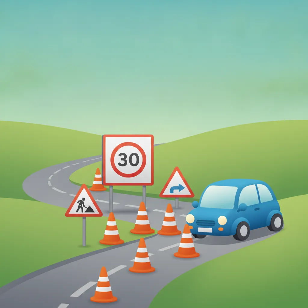 Illustration pour le sujet théorique Travaux routiers Conduite