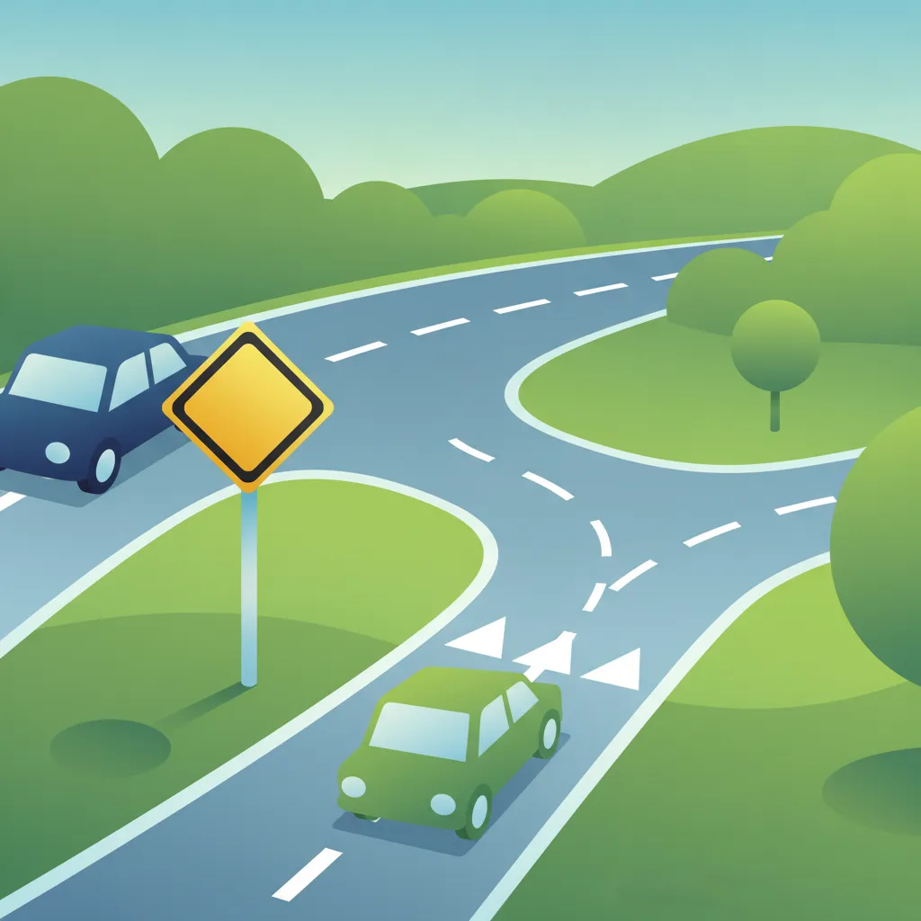 Illustration for the driving theory topic Priority Road Rules for learners in Great Britain