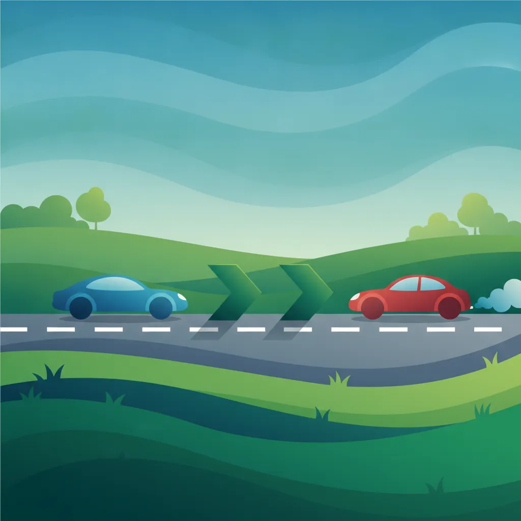 Illustration for the driving theory topic Safe Following Distance for learners in Great Britain