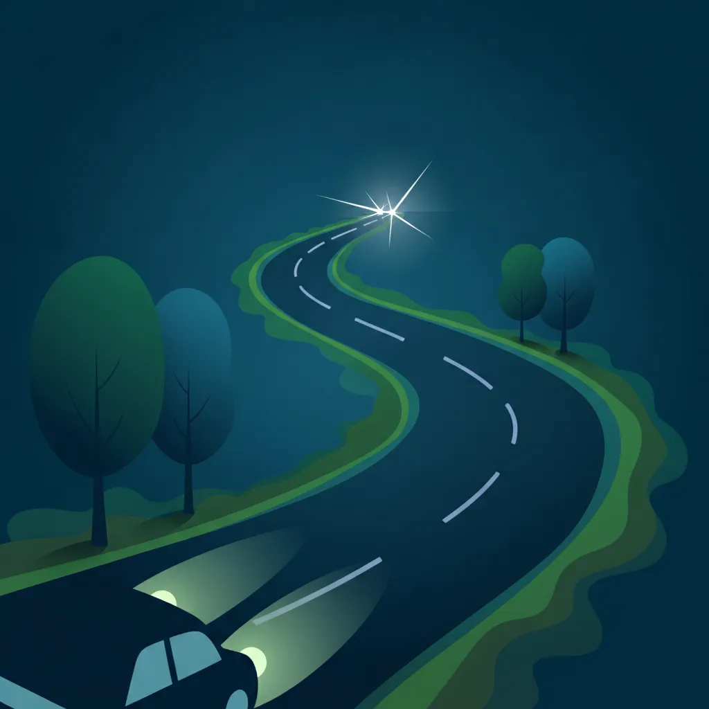 Illustration pour le sujet de théorie du permis Phares et visibilité pour les apprenants de Grande-Bretagne