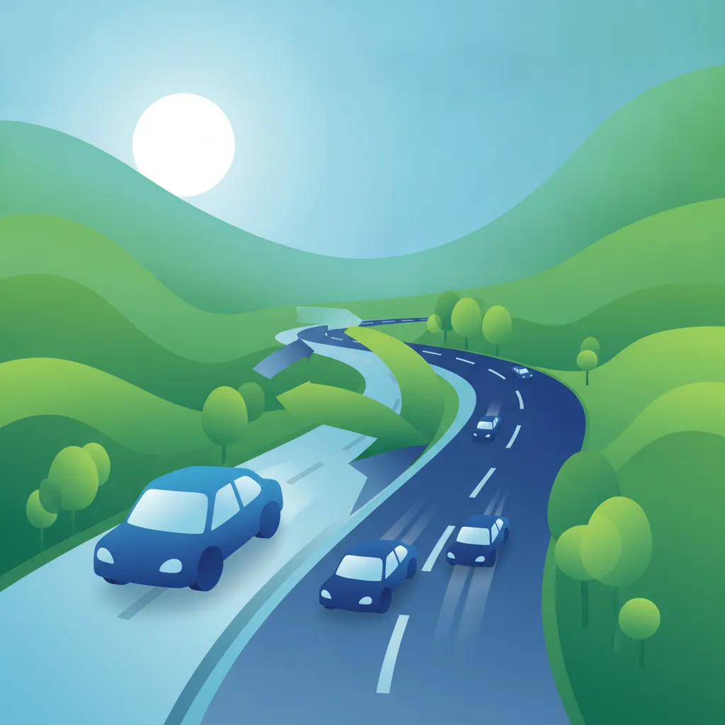 Illustration for the driving theory topic Merging Traffic Explained for learners in Great Britain