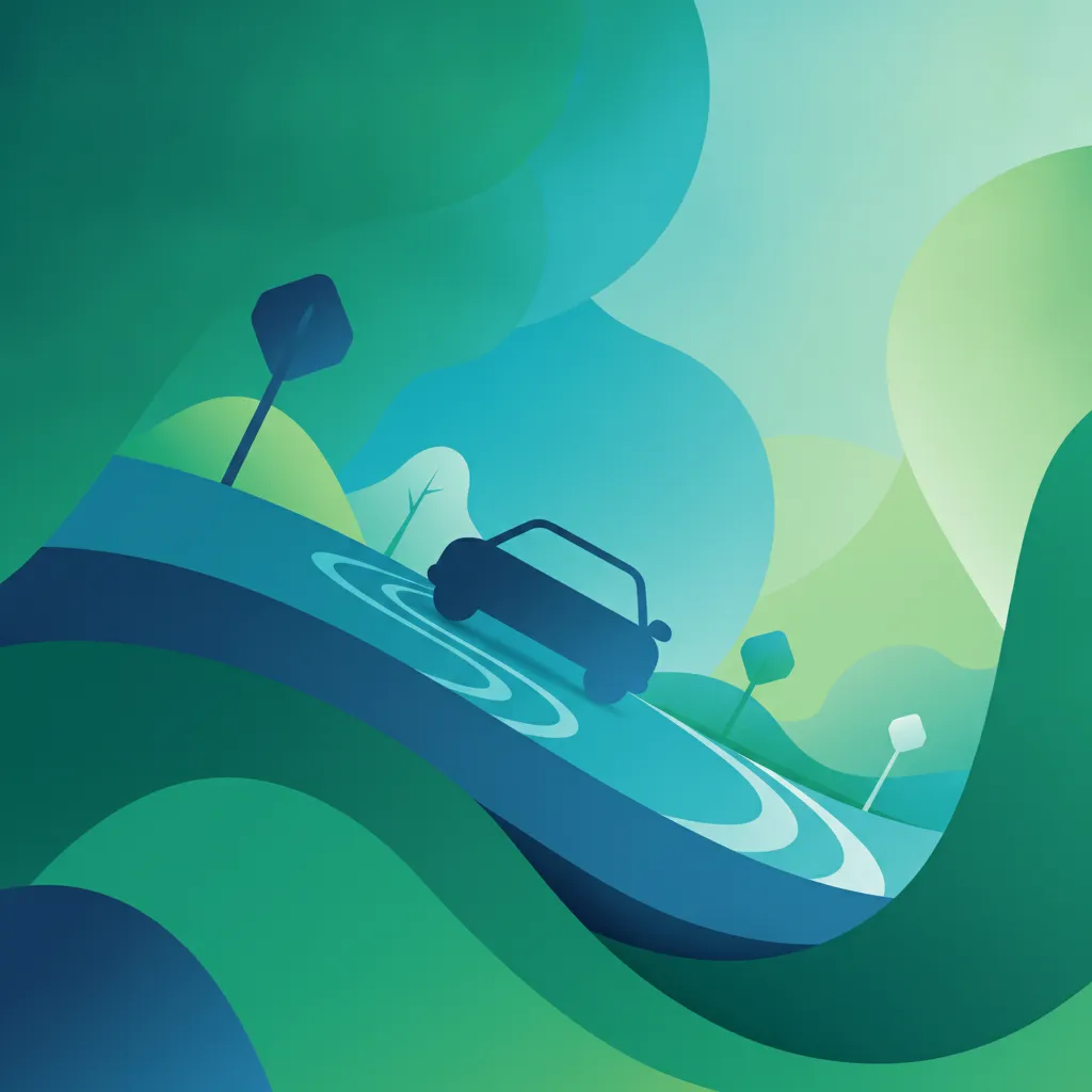 Ilustración del tema de teoría de conducción Conducción en Carreteras Resbaladizas para alumnos de Gran Bretaña