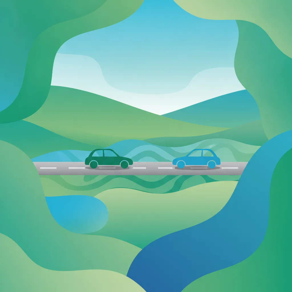 Ilustracja tematu teorii jazdy Bezpieczny odstęp od poprzedzającego pojazdu dla uczniów w Irlandia